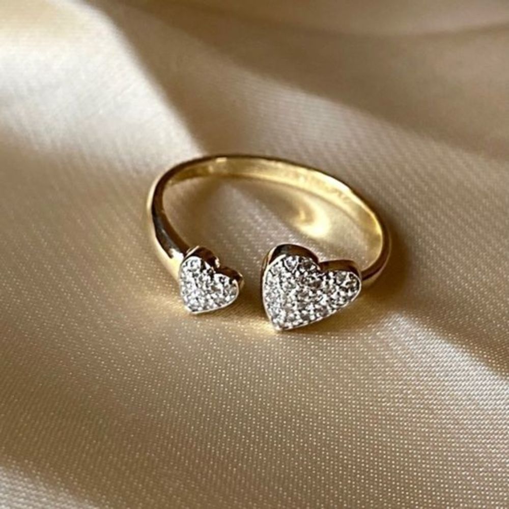 Gold Filled Adjustable AAA CZ Heart Ring
